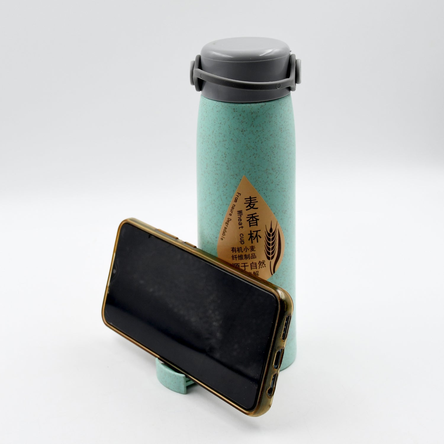 6951 High Portable Water Bottle, Creative Wheat Fragrance Glass Bottle Water with Mobile Phone Holder Wide Mouth Glass Water 380ml (MOQ :- 80 pc) 6951 High Portable Water Bottle, Creative Wheat Fragrance Glass Bottle Water with Mobile Phone Holder Wide Mouth Glass Water 380ml (MOQ :- 80 pc)